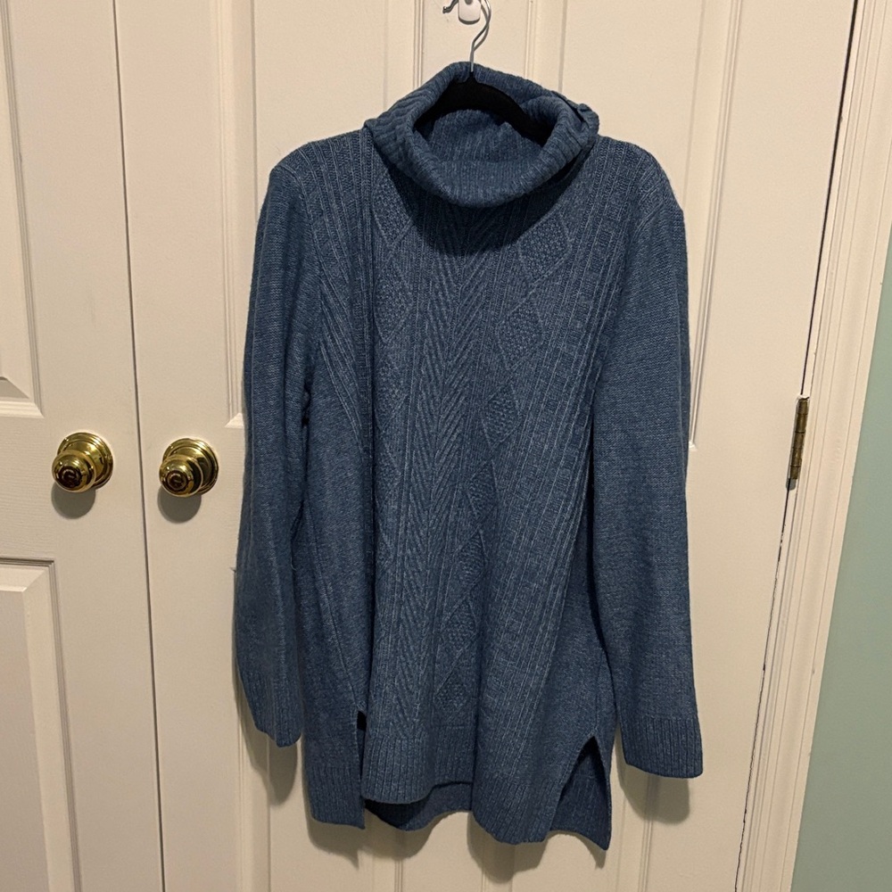 Croft & Barrow Textured Cowl Neck Sweater in Slate Blue